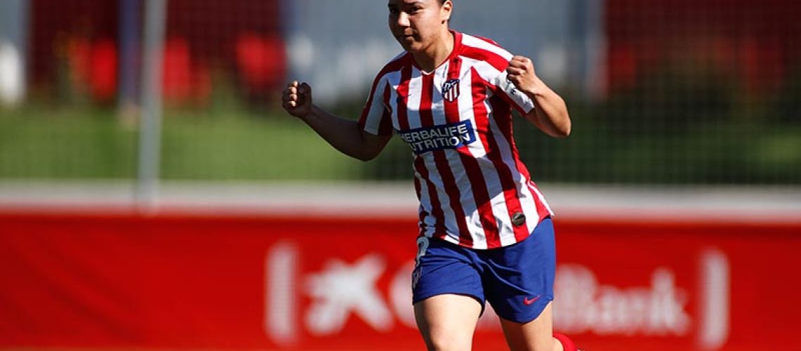 January 23, 2020, Alcala De Henares, MADRID, SPAIN: Charlyn Corral of Atletico de Madrid celebrates a goal during the Spanish League, Primera Iberdrola, women football match played between Madrid CFF and Atletico de Madrid at Matapinonera stadium on January 23, 2020 in Alcala de Henares, Spain. Soccer: Primera Iberdrola - Madrid v At Madrid  - ZUMAa181 20200123_zaa_a181_306 Copyright: xOscarxJ.xBarrosox