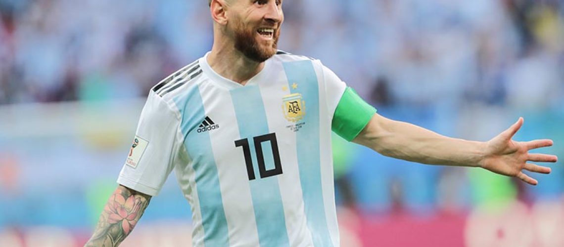 KAZAN, RUSSIA - JUNE 30: Forward Leonel Messi of Argetina national team Nationalteam during the round of 16 match between France and Argentina at the FIFA World Cup WM Weltmeisterschaft Fussball 2018 at Kazan Arena in Kazan, Russia, Saturday, June 30, 2018. (Photo by Anatoliy Medved/Icon Sportswire) SOCCER: JUN 30 FIFA World Cup Round of 16 - France v Argentina PUBLICATIONxINxGERxSUIxAUTxHUNxRUSxSWExNORxDENxONLY Icon18063000074