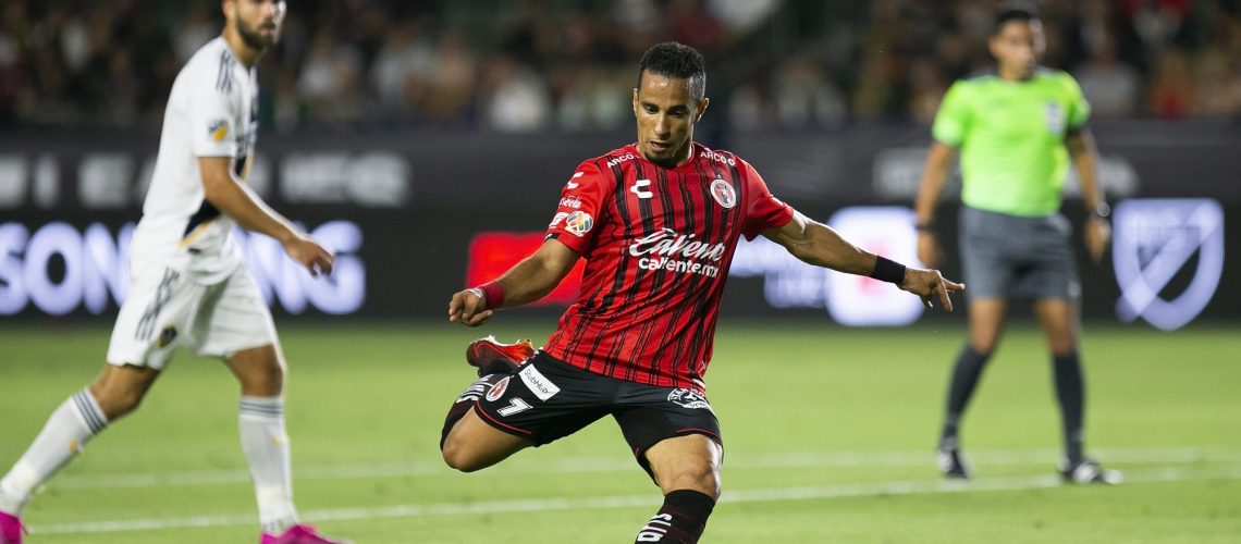during the game Los Angeles Galaxy (USA) vs Tijuana (MEX), corresponding to the Quarterfinals of Leagues Cup 2019, at Dignity Health Sports Park, Carson, on July 23, 2019.

<br><br>

durante el partido Los Angeles Galaxy (USA) vs Tijuana (MEX), Correspondiente a los Cuartos de Final de Leagues Cup 2019, en el Dignity Health Sports Park, Carson, el 23 de Julio de 2019.