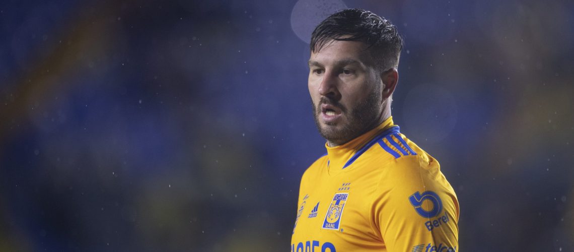 MONTERREY, MEXICO - FEBRUARY 06: Andre-Pierre Gignac #10 of Tigres looks on during the 4th round match between Tigres UANL and Mazatlan FC as part of the Torneo Grita Mexico C22 Liga MX at Universitario Stadium on February 06, 2022 in Monterrey, Mexico. (Photo by Azael Rodriguez/Getty Images)